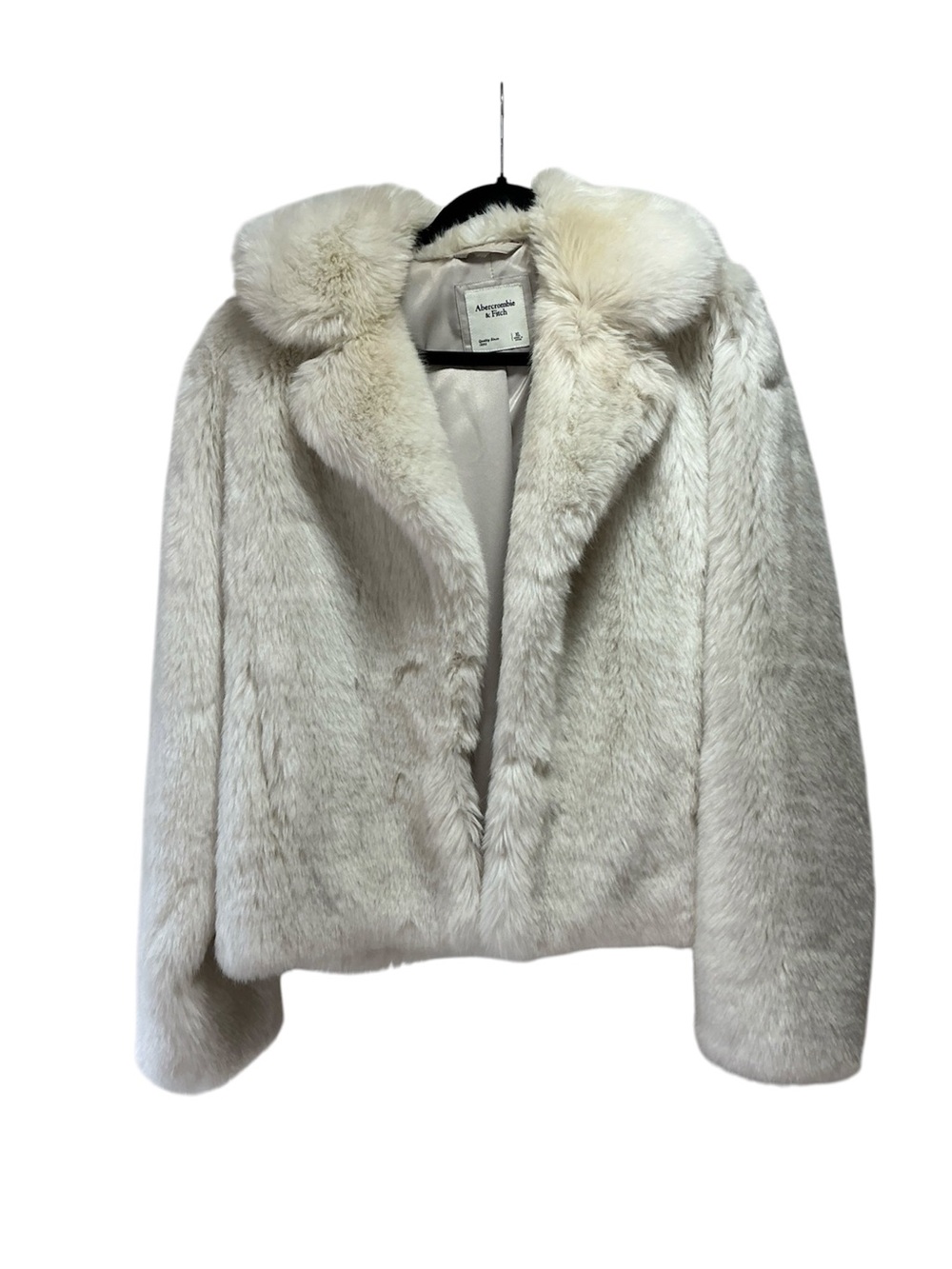 Abercrombie & Fitch Faux Fur White/Off White Short Coat Jacket XL